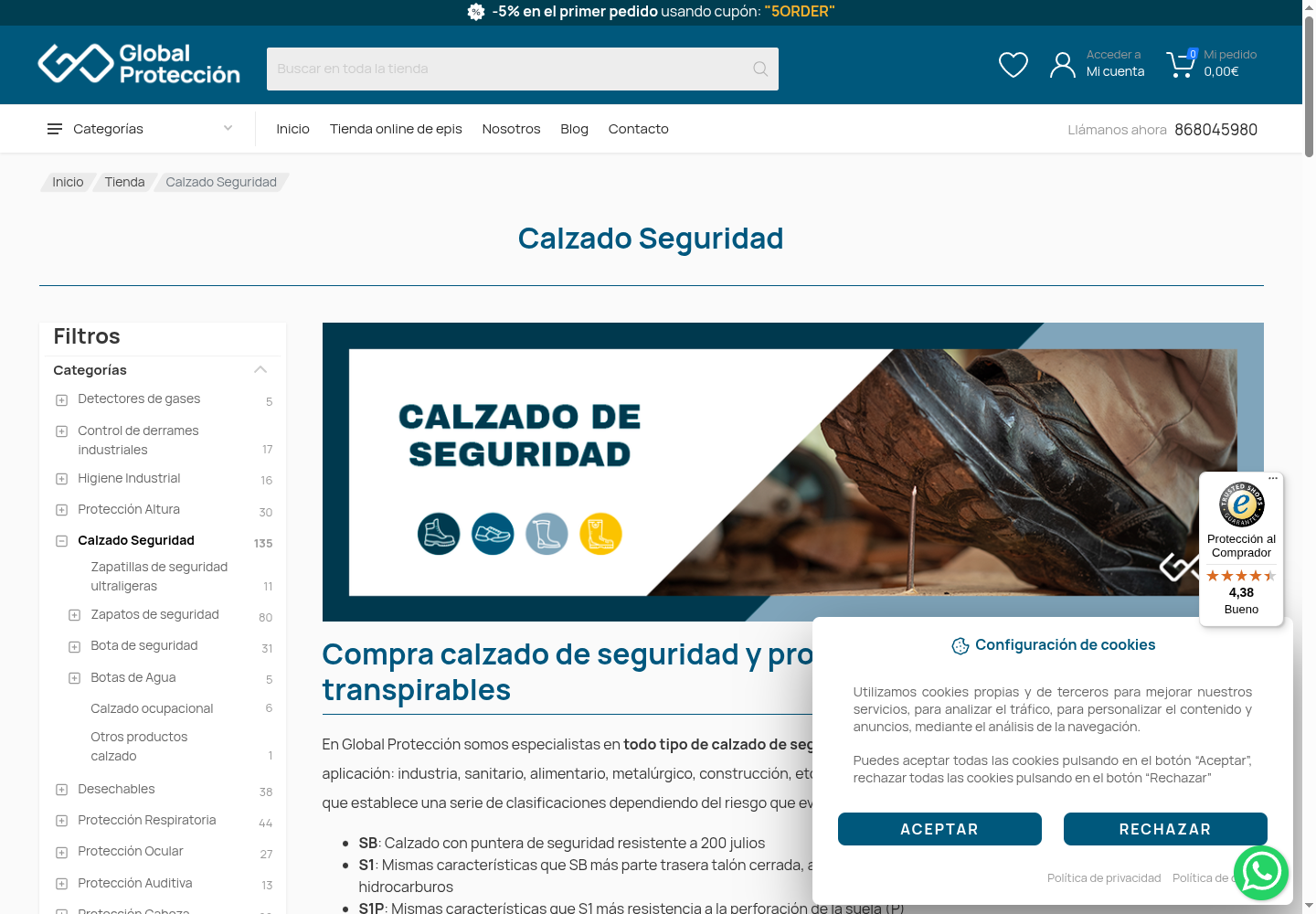 Ejemplo de catálogo B2B técnico con familias y listado de productos
